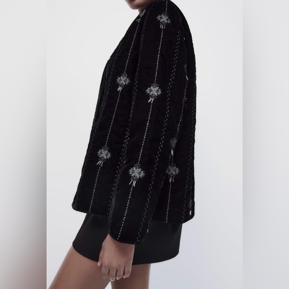 Zara Embroidered Velvet Jacket - Picture 4 of 10